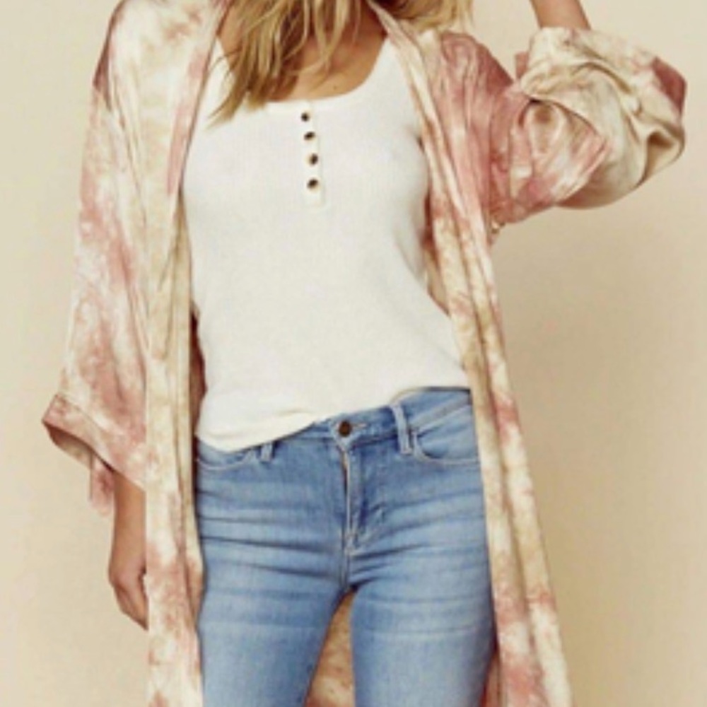 NWT Pink Tie Dye Kimono One Size - Picture 3 of 6